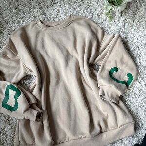 Beige Crewneck Chicago Sweater with Green Accents